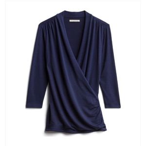 41 Hawthorn Henri Surplice Wrap Ruched Knit Top XL